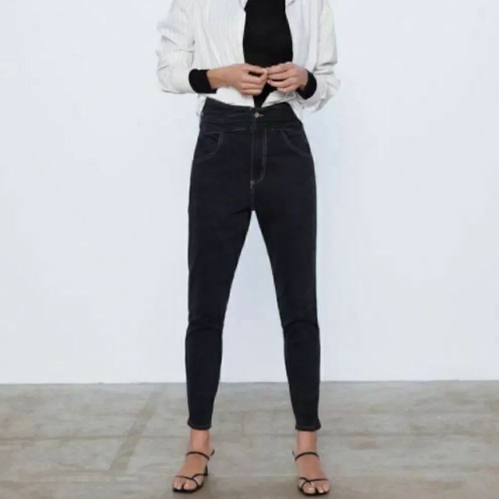 Zara Women Jeans US 6 EU 38 Black Skinny High Rise